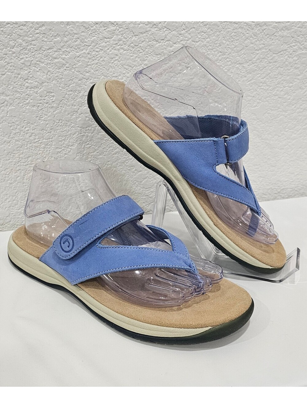 Rockport Women’s 8.5 M Blue Leather Thong Sandals Adjustable Comfort Walking
